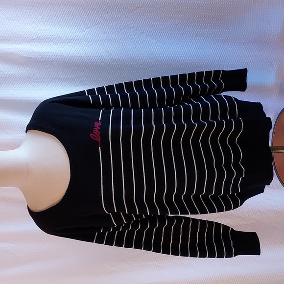 torrid Sweaters - TORRID Women's Sweater Cotton Black Cream Striped Love Crew Neck 3X